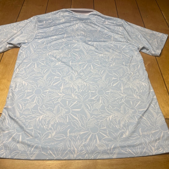 Bad Birdie Golf Polo Tropical Leaf Print Size Medium Color Light Blue - Picture 12 of 16